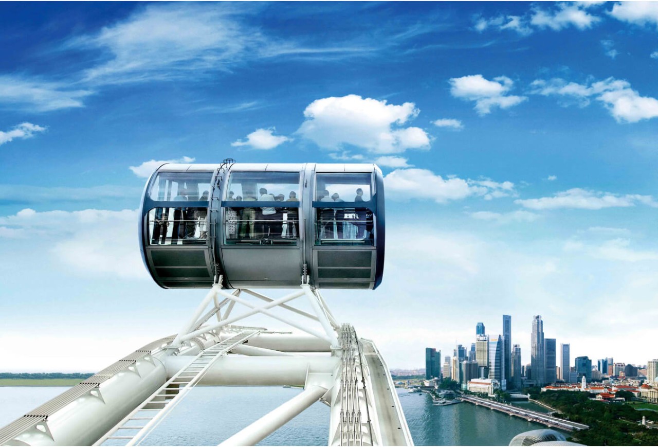 Singapore Flyer's 360-degree city view glass capsule.