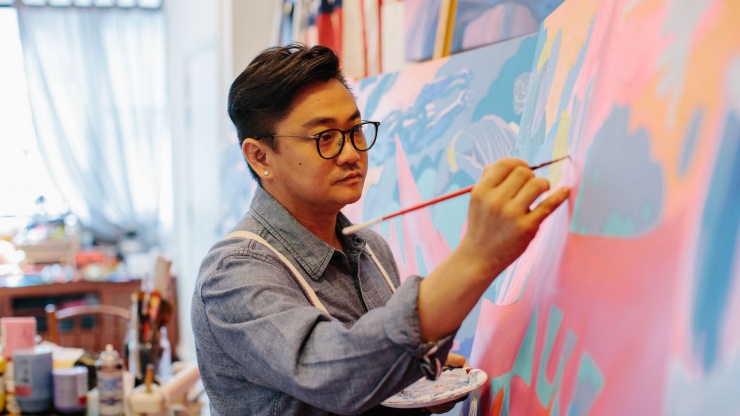 Jahan Loh painting on canvas