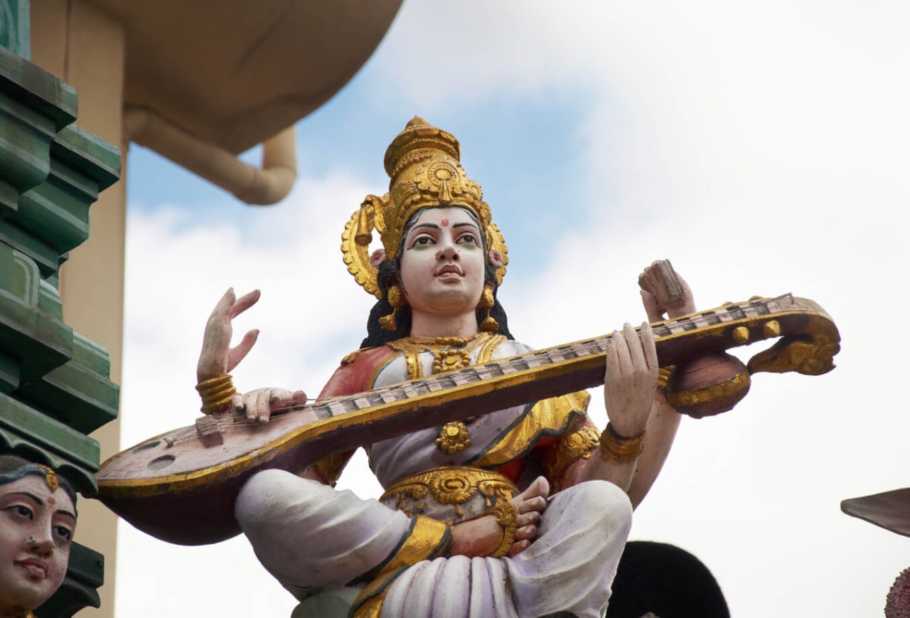 Saraswati idol at Veeramakaliamman Temple