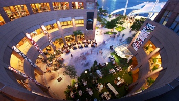 Top down shot of the Esplanade outdoor dining area