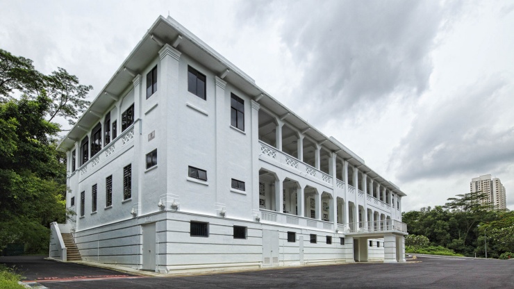 Wide shot façade of Gillman Barracks