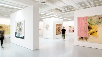 Patrons viewing the artwork on display at the Institute of Contemporary Arts Singapore
