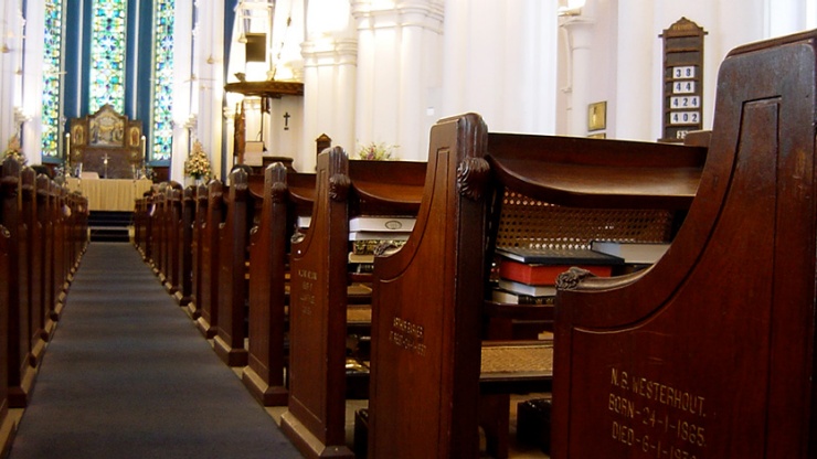 Rows of pews inside St Andrew’s Cathedral