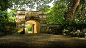 Entrance shot of a ruins in Fort Canning Park