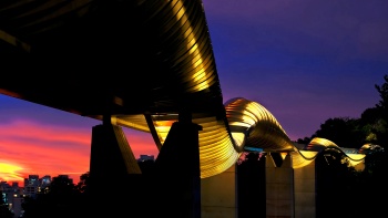 Shot of the glowing Henderson Wave at night