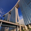 Bottom-up shot of Marina Bay Sands hotel