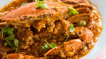 A plate of chilli crab