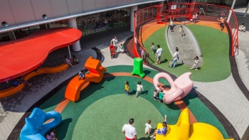 An aerial view of the playground at Vivocity