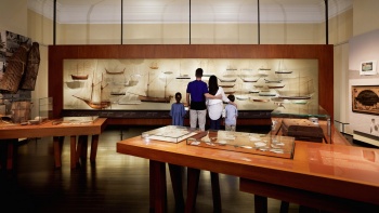 Family exploring the gallery of the Malay Heritage Centre