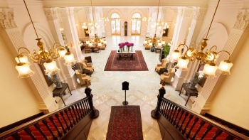 Wide interior shot of Raffles Hotel Singapore