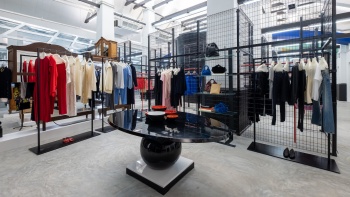 An interior display shot of clothes at Dover Street Market