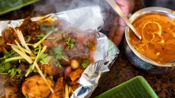 Closeup picture of dish served at The Banana Leaf Apolo