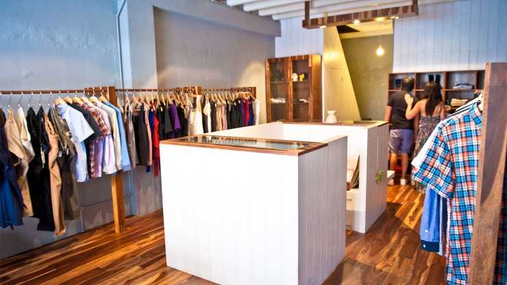 An interior of a boutique store.
