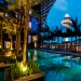 View from Crown Plaza Changi Airport’s pool overlooking Changi Airport control tower