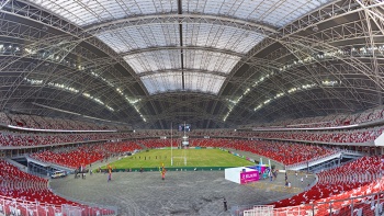 ภาพมุมกว้างของสนามกีฬาแห่งชาติที่ Singapore Sports Hub