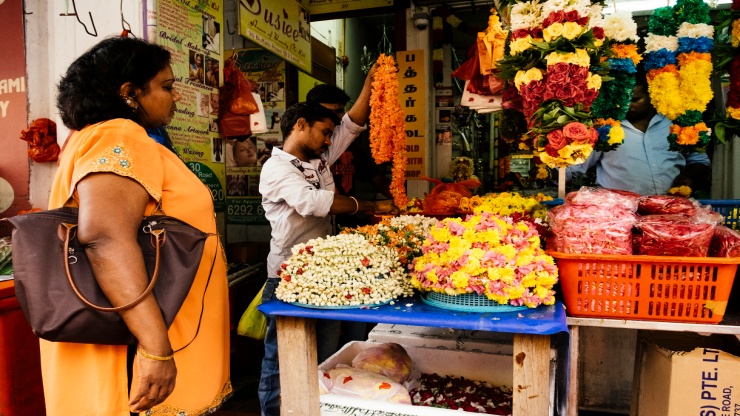 แผงขายดอกไม้ใน Little India (ลิตเติ้ลอินเดีย)