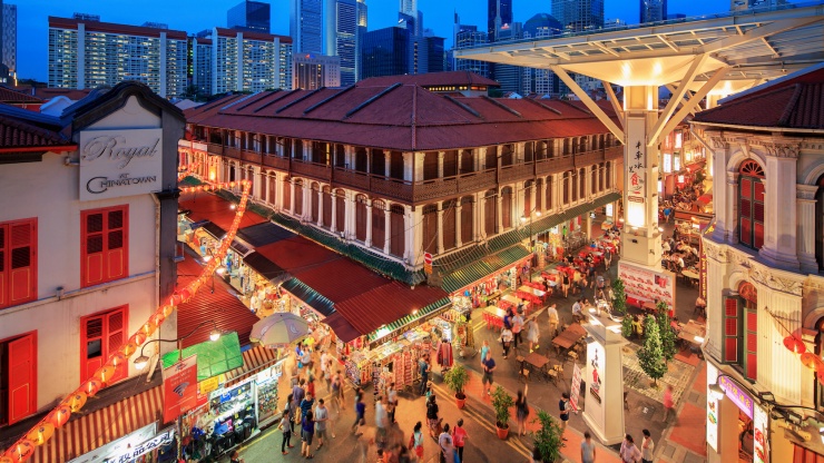 บรรยากาศโดยรวมของย่าน Chinatown ในยามค่ำคืน