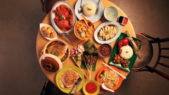 Hình chụp phẳng những món ăn địa phương của Singapore