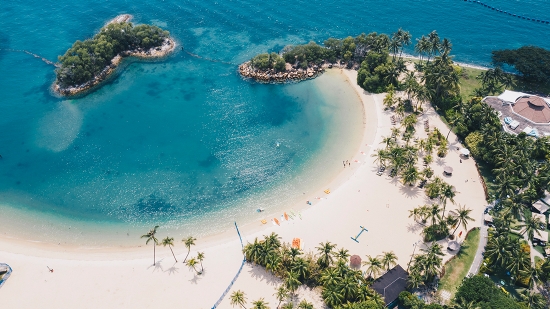 Cảnh cầu treo ở Bãi biển Palawan, Sentosa, Singapore