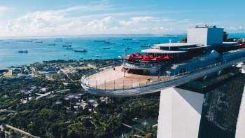 Aerial shot of the Marina Bay Sands Skypark